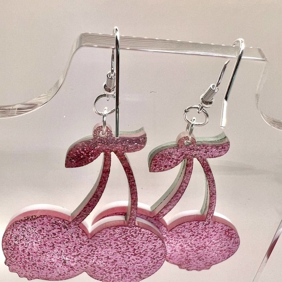 Cherry Skull Earrings - Summer Earrings - Goth Earrings - Statement Earrings - Picture 6 of 10